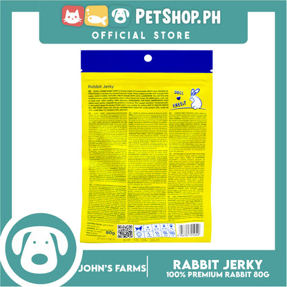 John's Farms Dog Food, High Protein For Dogs Of All Sizes, Resealable Zipper 80g (Rabbit Jerky) Dog Treats