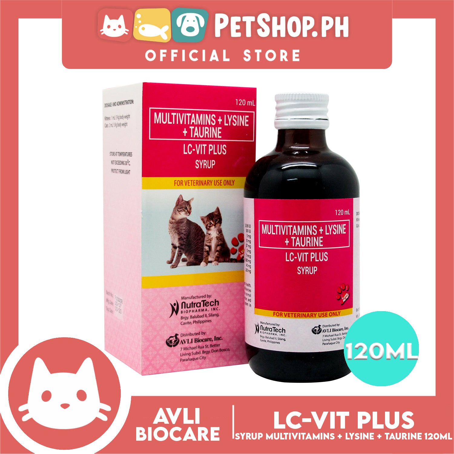 LC VIT Plus Syrup Multivitamins Lysine Taurine 120ml Petshop.PH