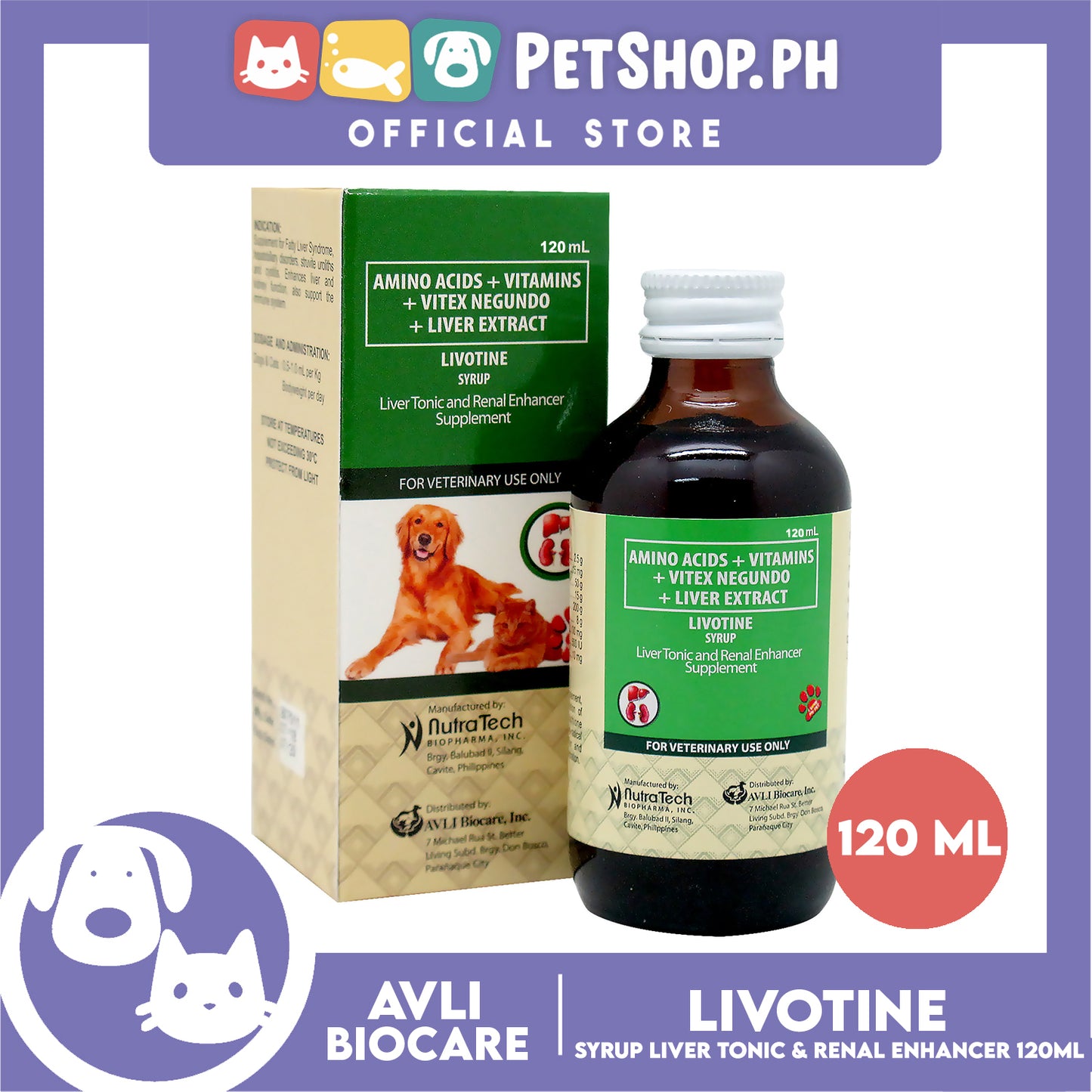 NutraTech Amino Acids + Vitamins + Vitex Negundo + Liver Extract Livotine Syrup 120ml