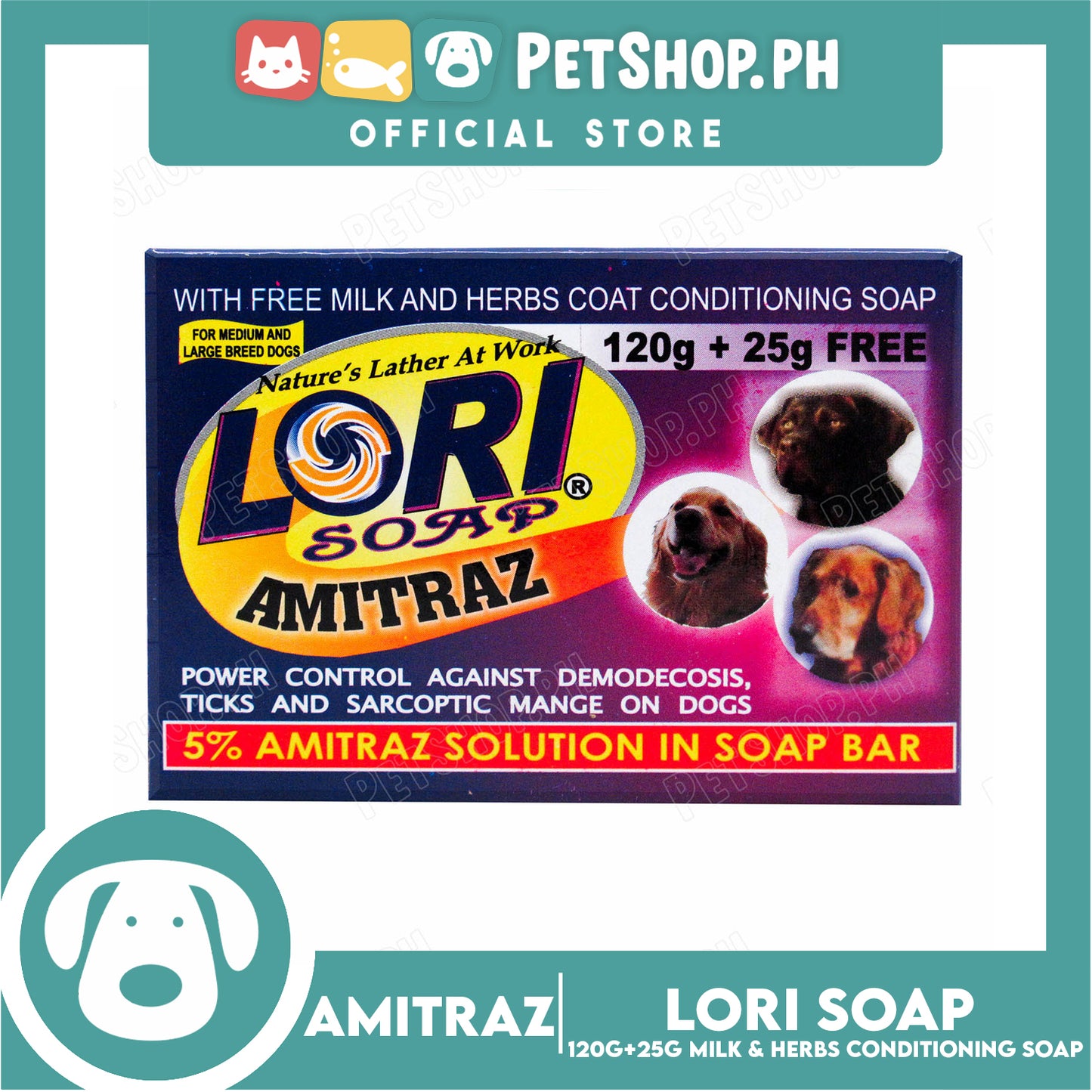 Nature's Lather At Work Lori Soap Amitraz 120g (5% Amitraz Solution Soap) Dog Soap, Dog Grooming