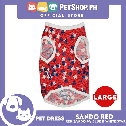 Pet Cloth Red Sando with Blue and White Star Design, Perfect fit for Small Breed of Dog