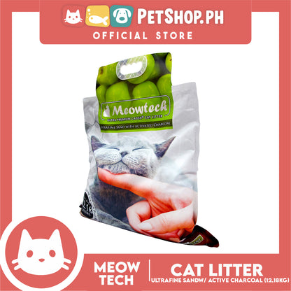 Meowtech Ultra Premium Cat Litter 12.18L (Green Apple Scent) Ultra-Fine Sand with Activated Charcoal