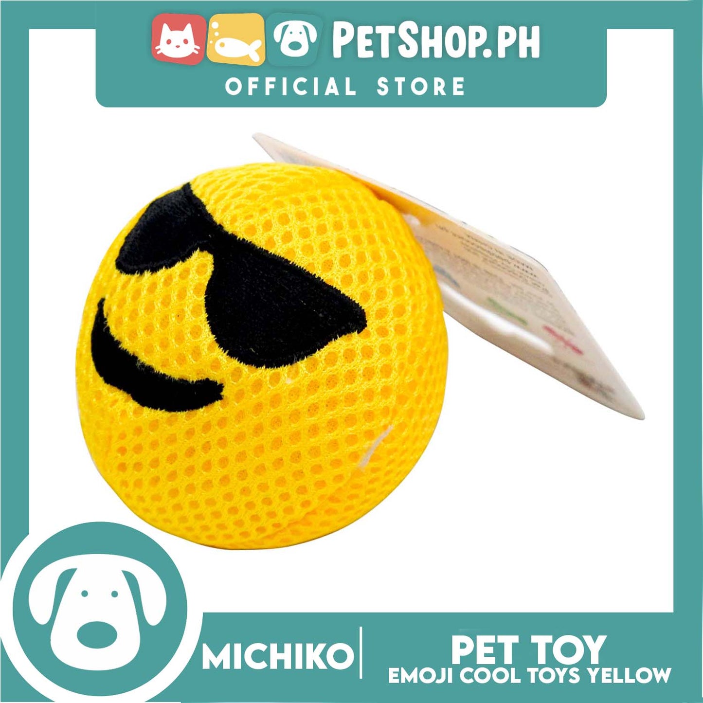 Michiko Emoji Toy Squeaky (Cool) Dog Pet Toy