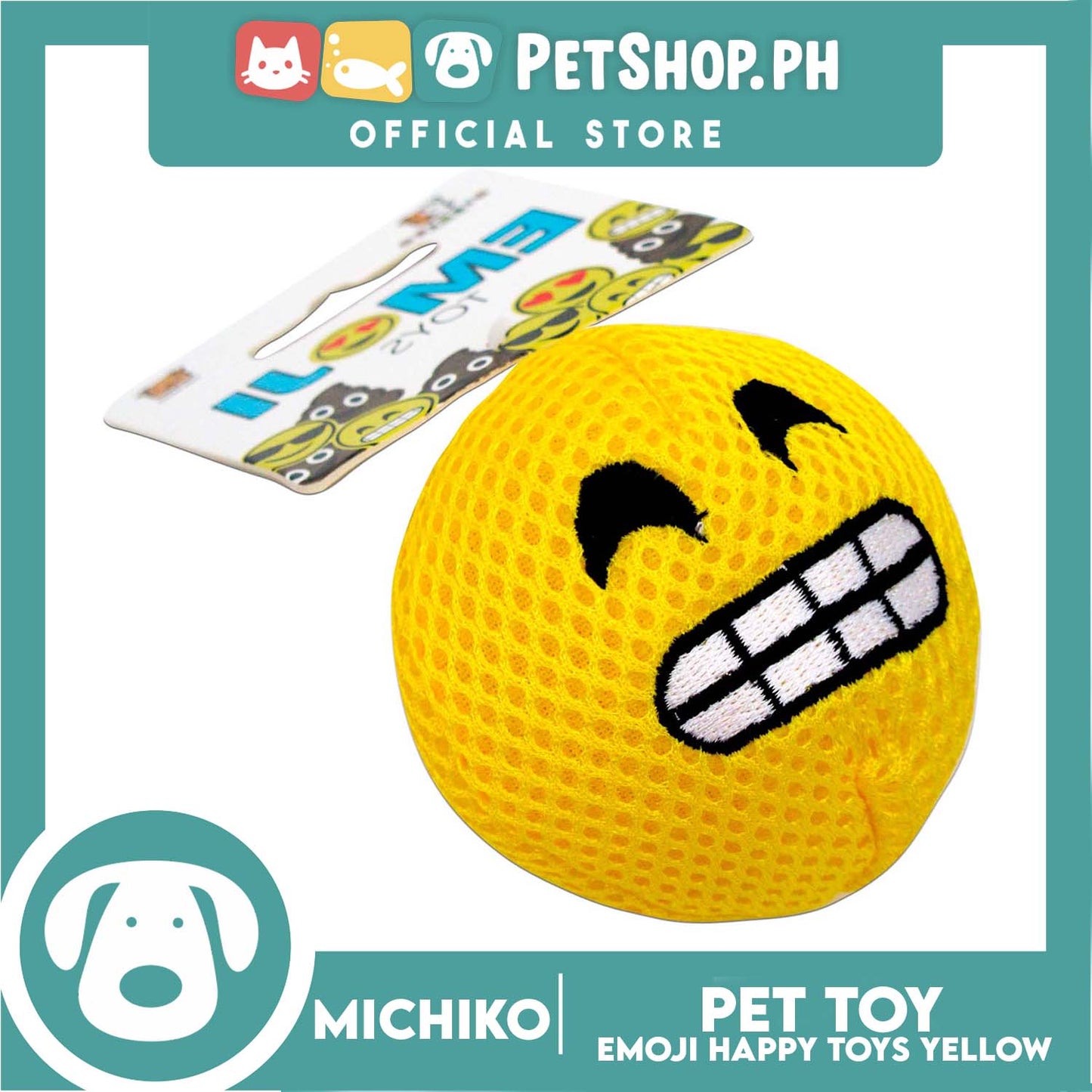 Michiko Emoji Toy Squeaky (Happy) Dog Pet Toy