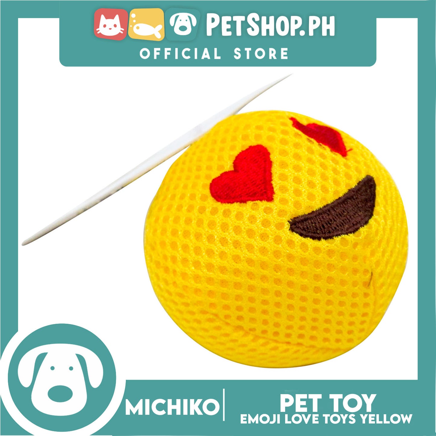 Michiko Emoji Toy Squeaky (Love) Dog Pet Toy