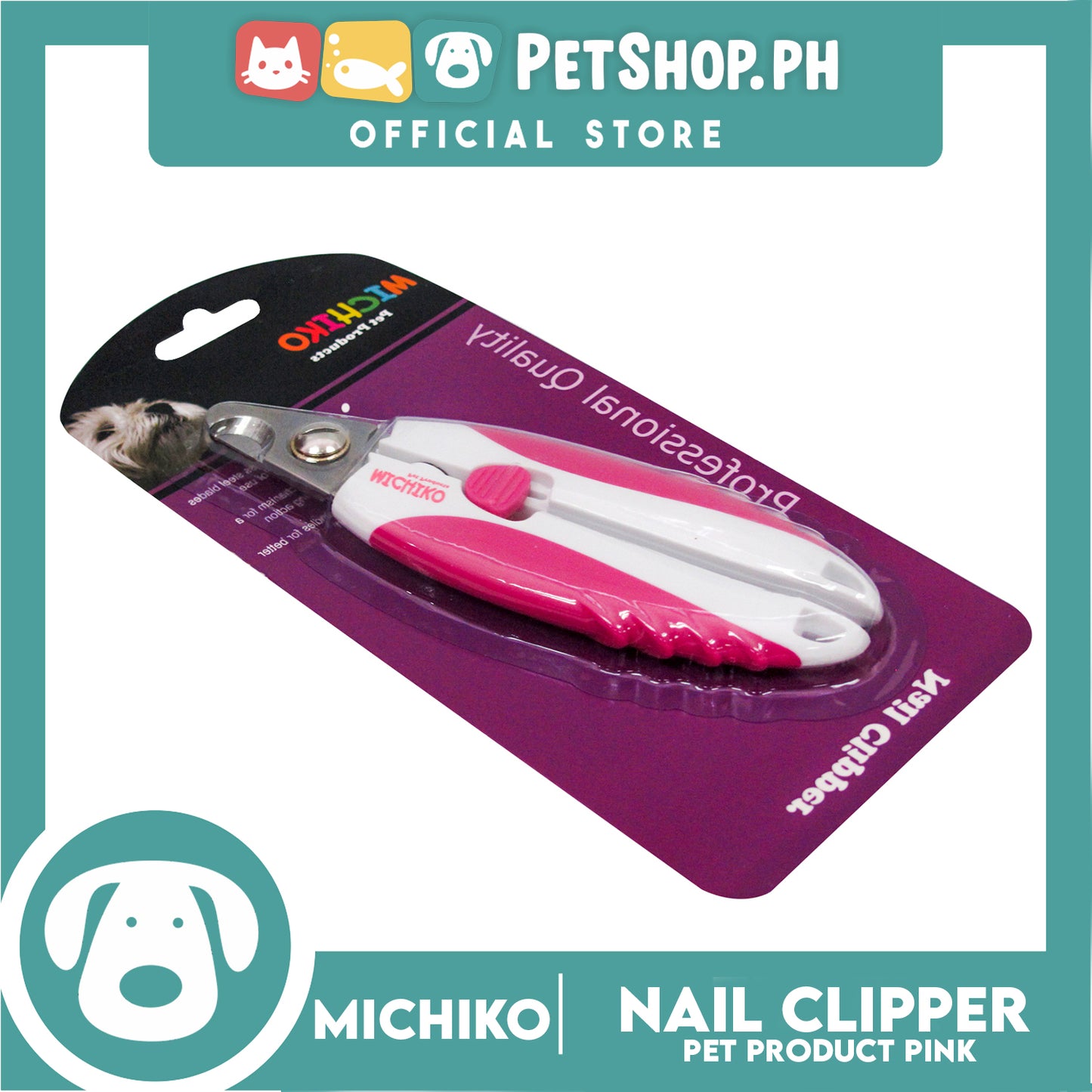 Michiko Premium Pet Nail Clipper Large (Pink) Trimming Nails Grooming For Small Breed Dogs And Cats