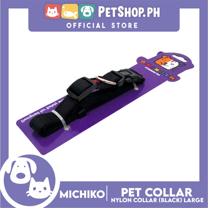 Michiko Nylon Collar Black (Large) Pet Collar