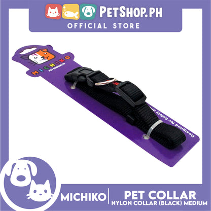 Michiko Nylon Collar Black (Medium) Pet Collar