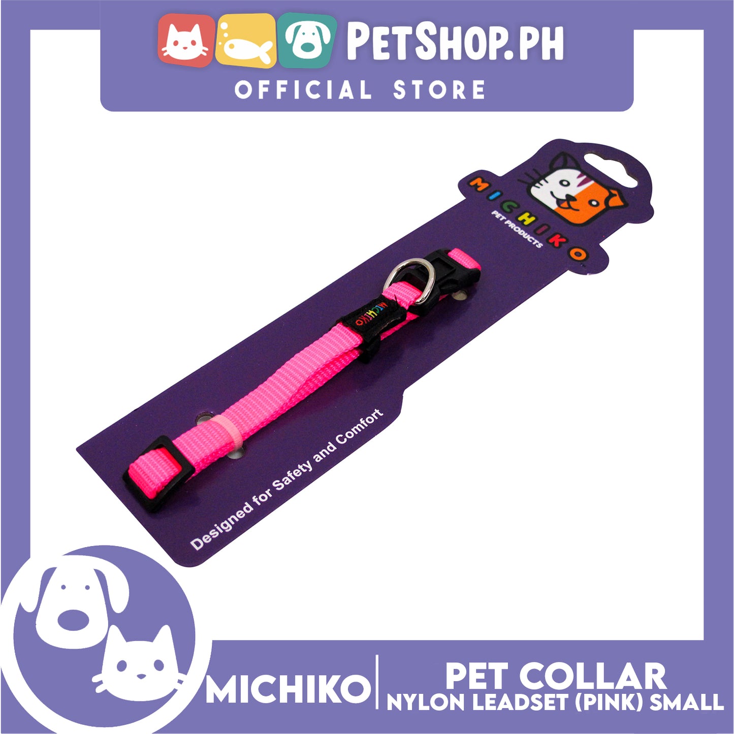 Michiko Nylon Collar Pink (Small) Pet Collar
