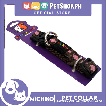Michiko Pattern Collar Brown (Large) Pet Collar