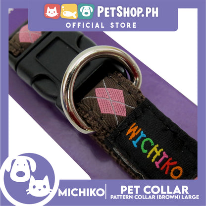 Michiko Pattern Collar Brown (Large) Pet Collar