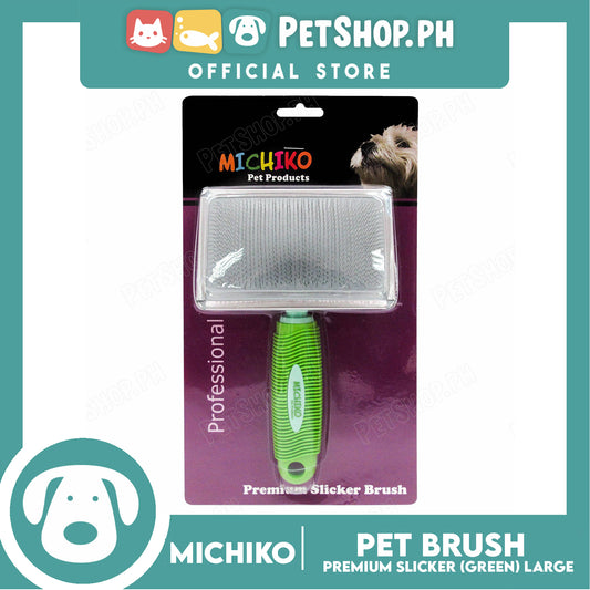 Michiko Premium Slicker Brush Green Color (Large) Pet Brush, Pet Grooming