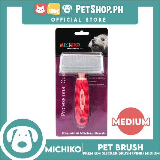 Michiko Premium Slicker Brush Pink Color (Medium) Pet Brush, Pet Grooming