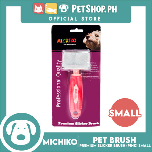 Michiko Premium Slicker Brush Pink Color (Small) Pet Brush, Pet Grooming