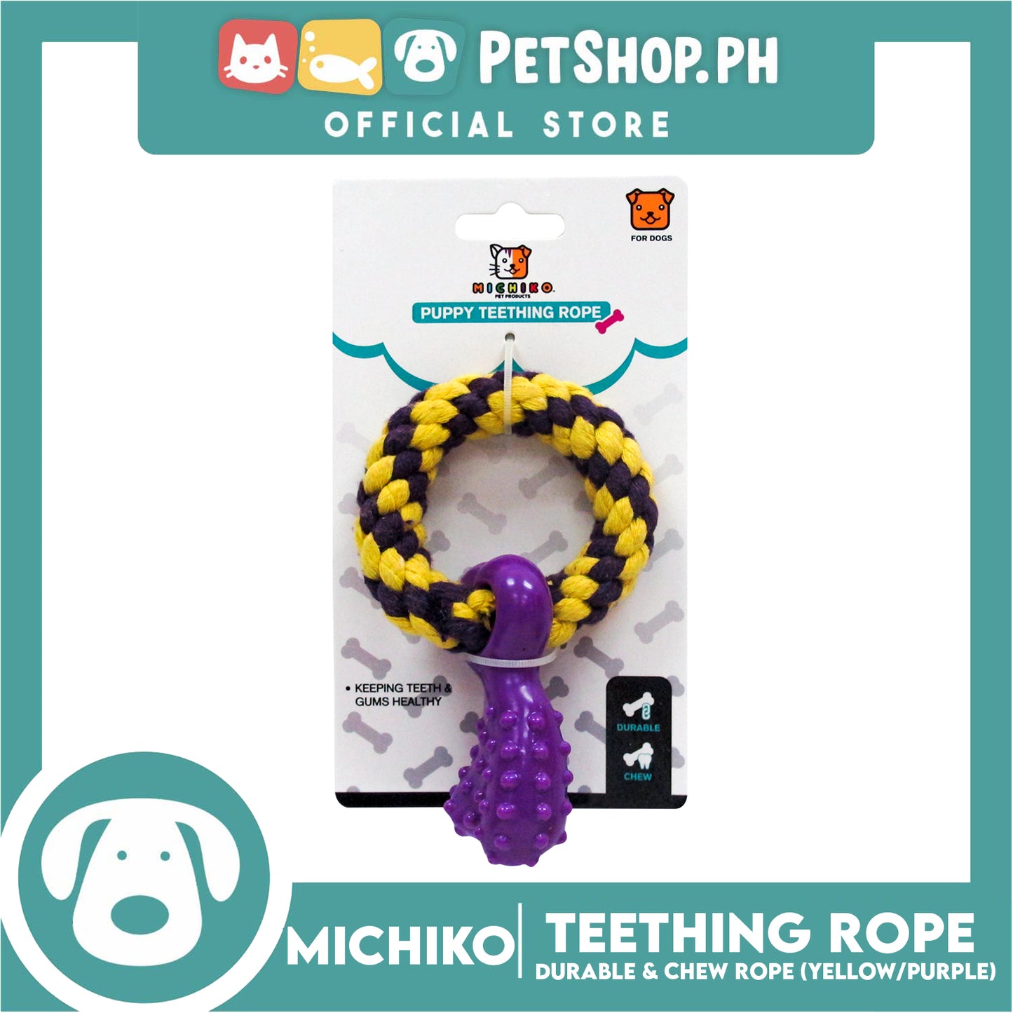 Michiko Puppy Teething Rope Purple