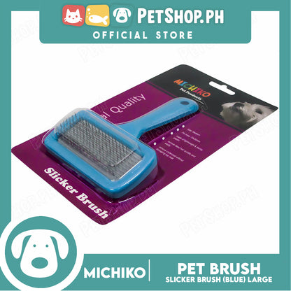 Michiko Slicker Brush Blue Color (Large) Pet Brush, Pet Grooming