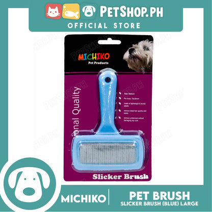 Michiko Slicker Brush Blue Color (Large) Pet Brush, Pet Grooming