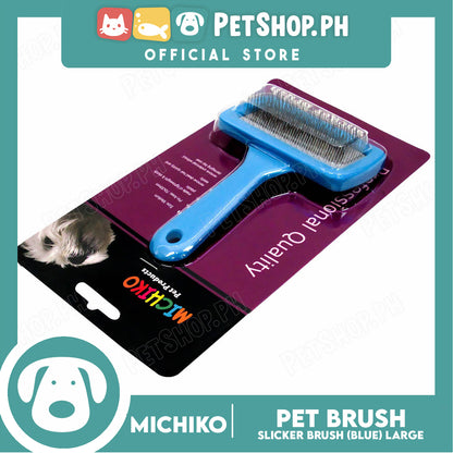 Michiko Slicker Brush Blue Color (Large) Pet Brush, Pet Grooming