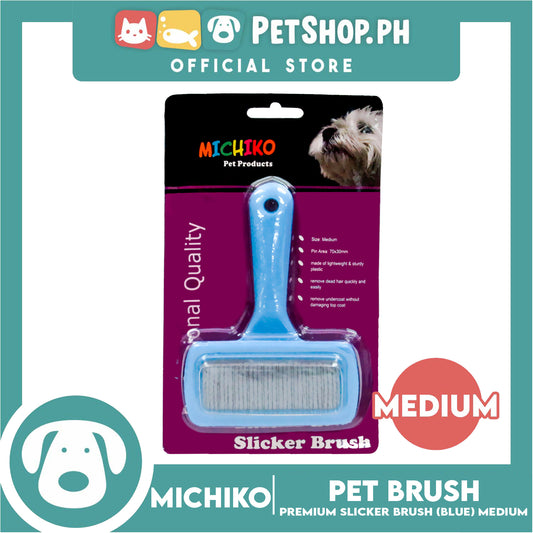 Michiko Slicker Brush Blue Color (Medium) Pet Brush, Pet Grooming