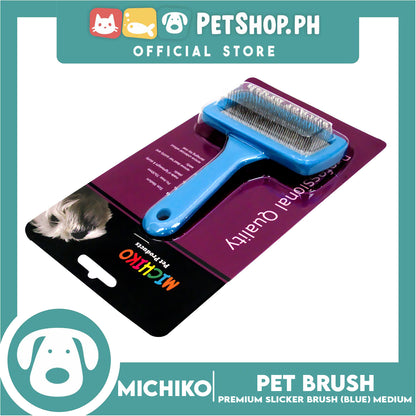 Michiko Slicker Brush Blue Color (Medium) Pet Brush, Pet Grooming