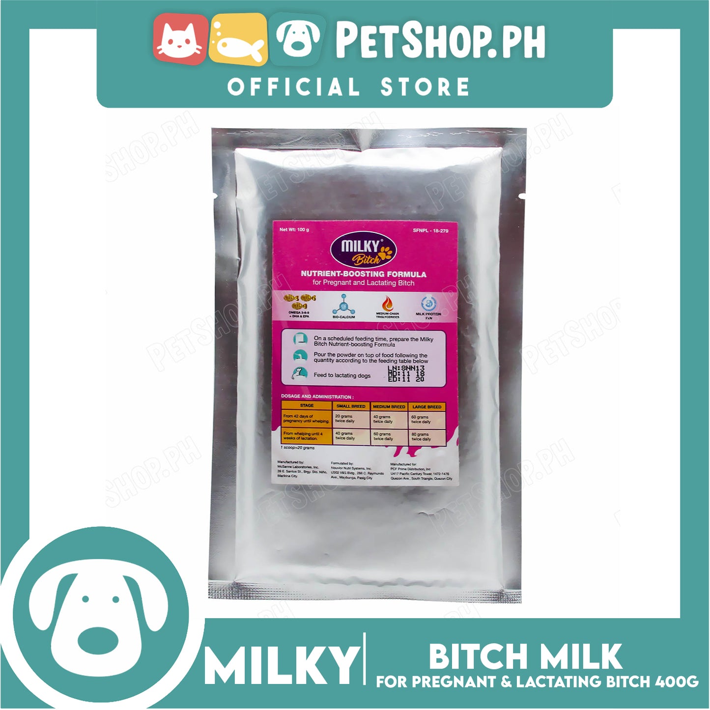 Milk Powder 400g with Nutrient Boosting Formula for Pregnant and Lactating Dogs