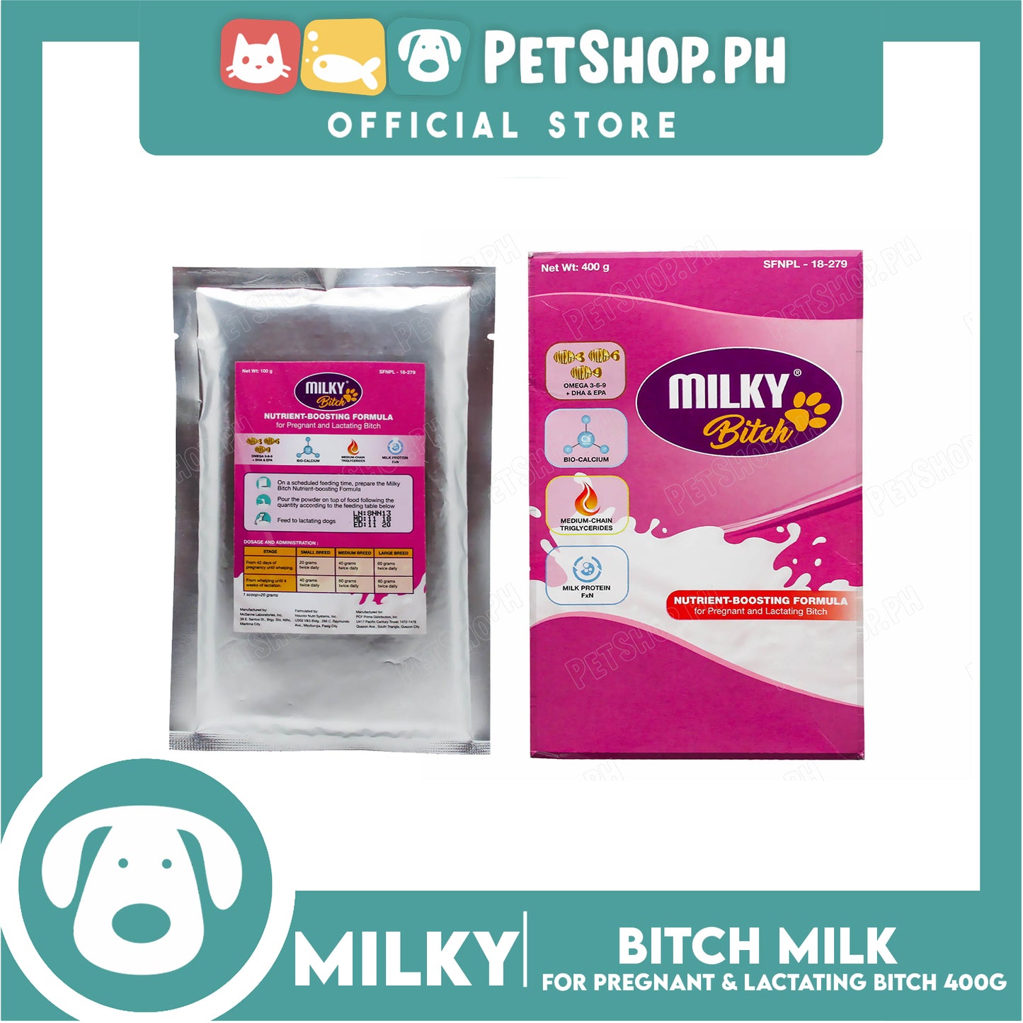 Milk Powder 400g with Nutrient Boosting Formula for Pregnant and Lactating Dogs