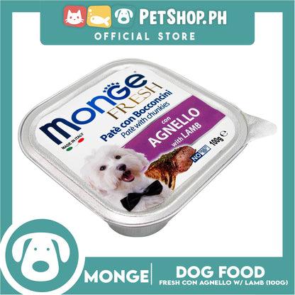 Monge Fresh Pate And Chunkies 100g (Agnello With Lamb) Dog Wet Food