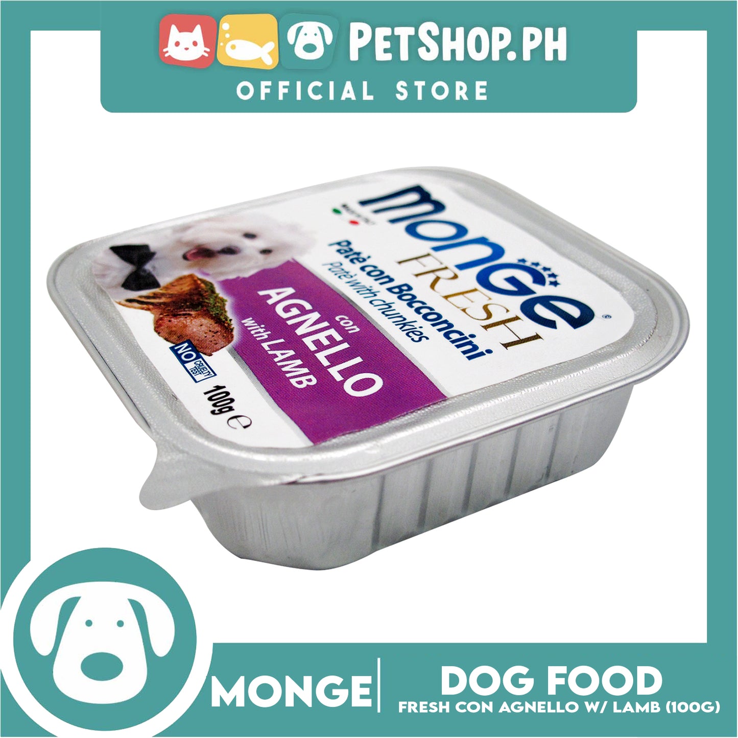 Monge Fresh Pate And Chunkies 100g (Agnello With Lamb) Dog Wet Food