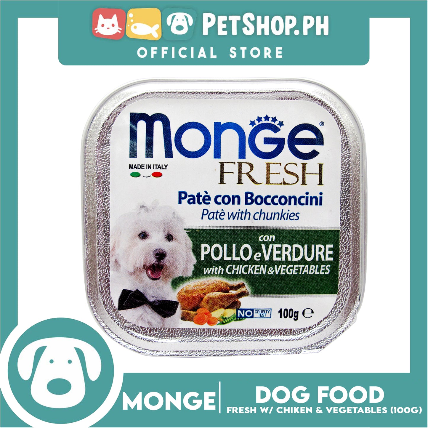 Monge Fresh Pate And Chunkies 100g (Chicken And Vegetable) Dog Wet Food