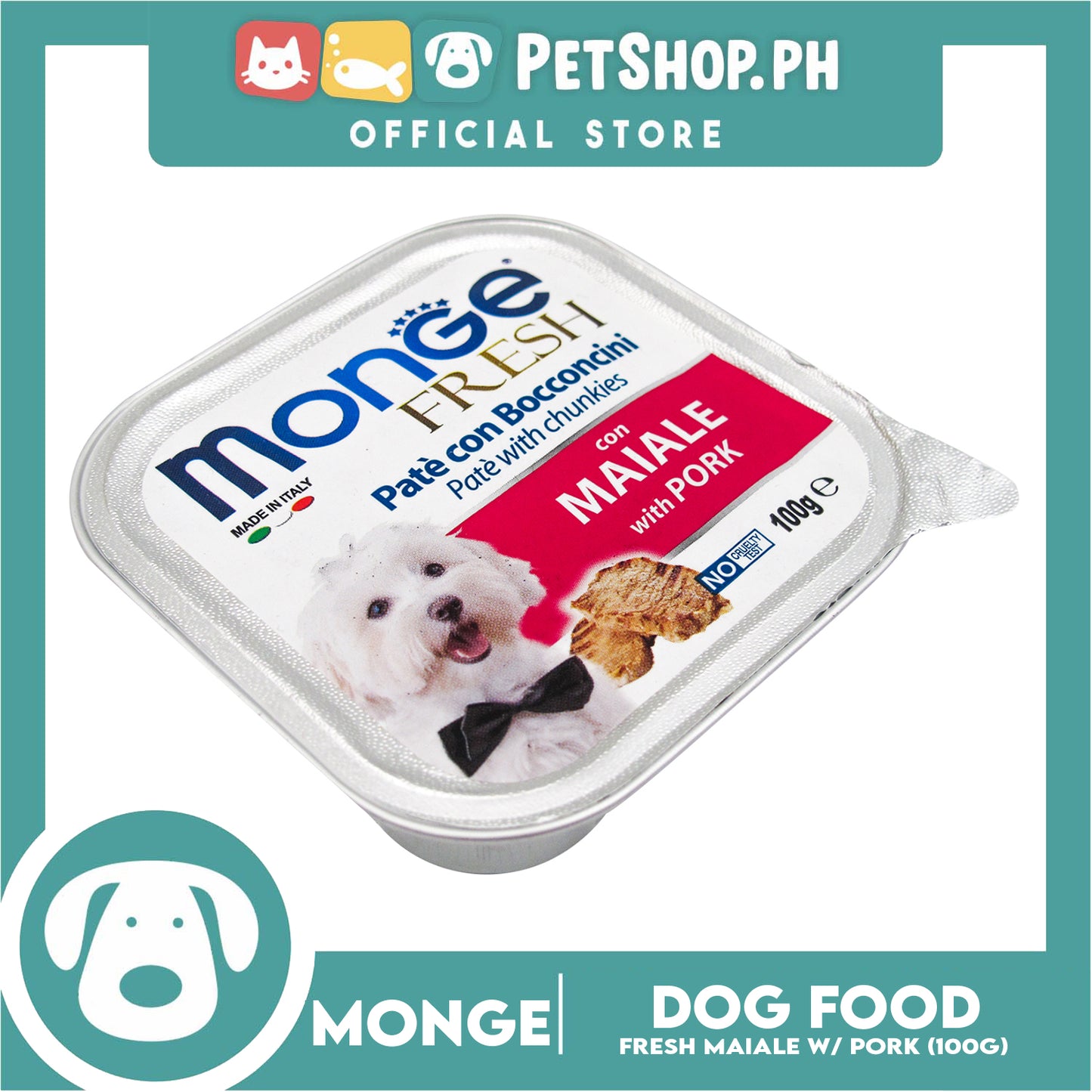 Monge Fresh Pate And Chunkies 100g (Maiale With Pork) Dog Wet Food