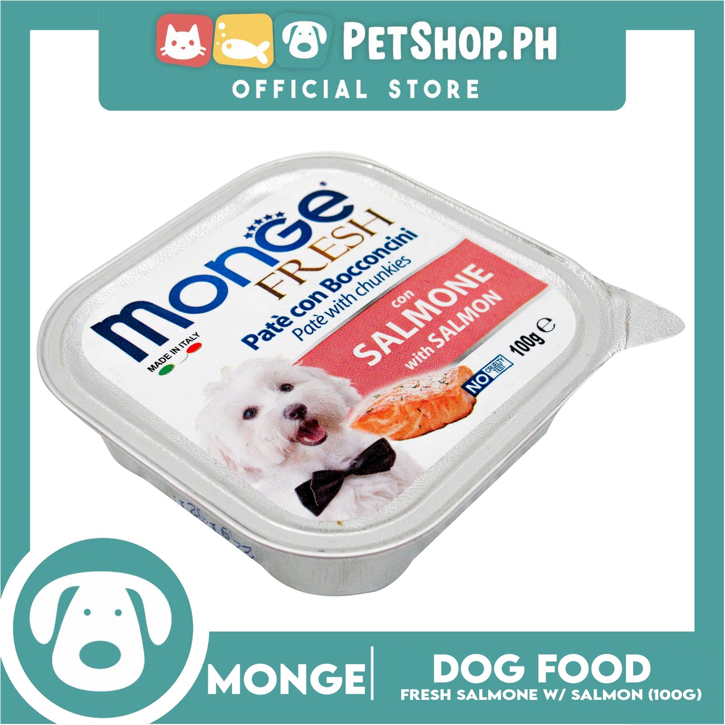 Monge Fresh Pate And Chunkies 100g (Salmone With Salmon) Dog Wet Food