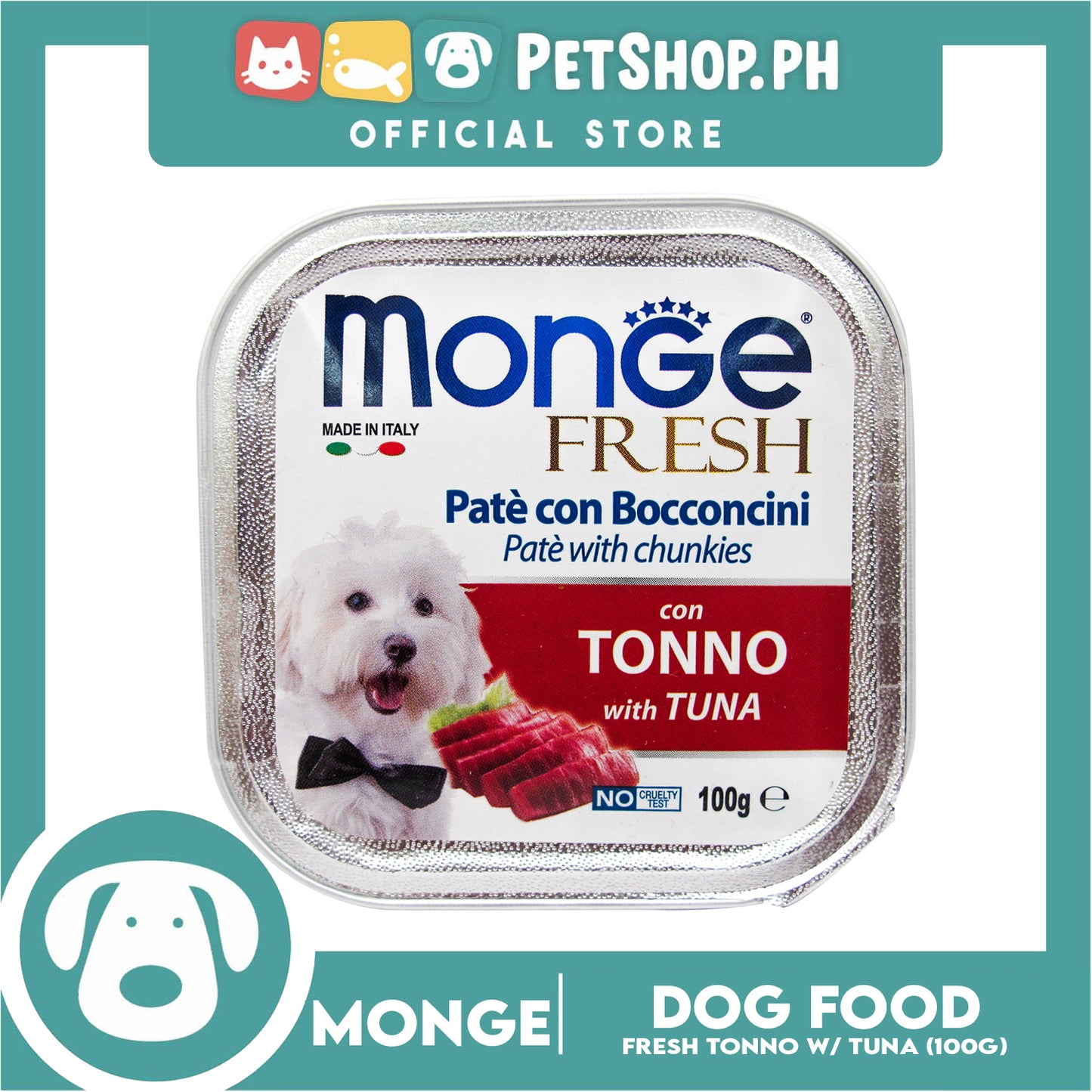 Monge Fresh Pate And Chunkies 100g (Tonno With Tuna) Dog Wet Food