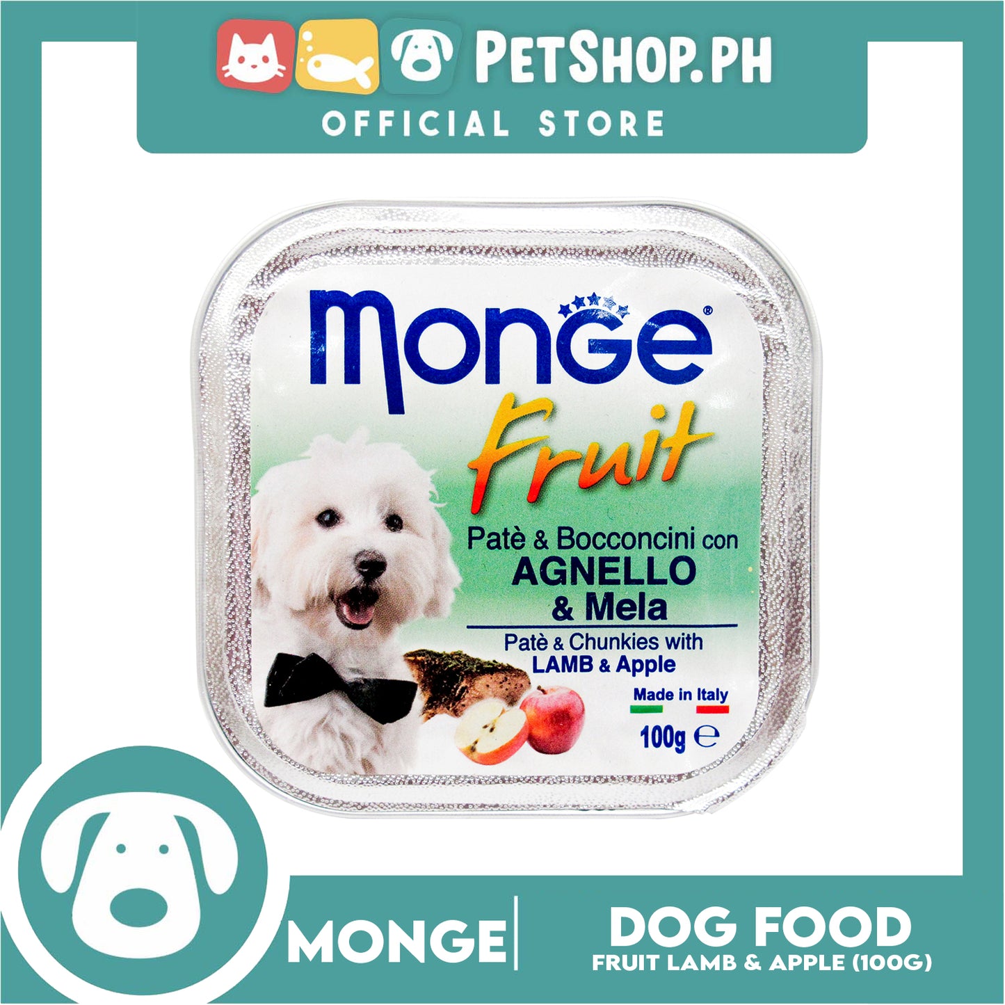 Monge Fruit Pate And Chunkies 100g (Lamb And Apple) Dog Wet Food