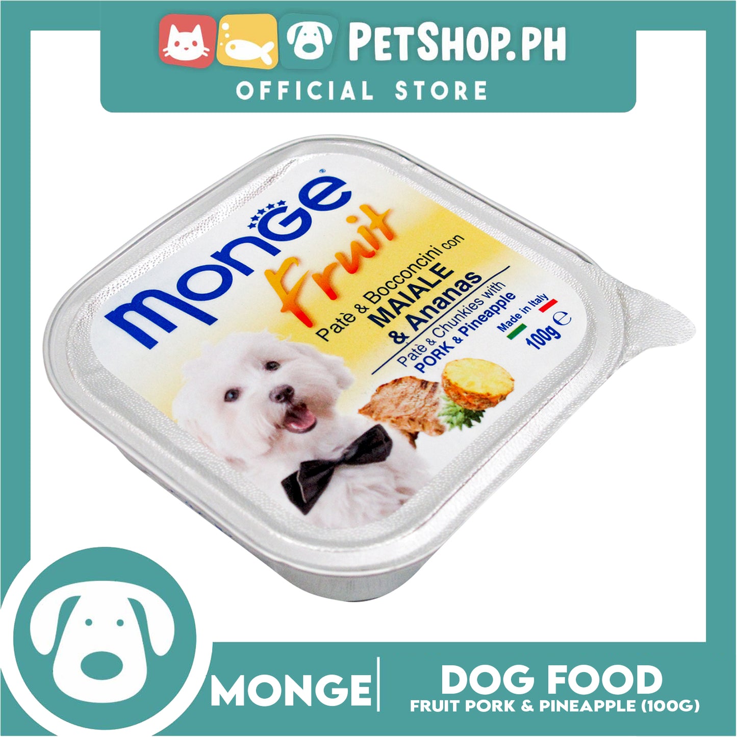 Monge Fruit Pate And Chunkies 100g (Pork And Pineapple) Dog Wet Food