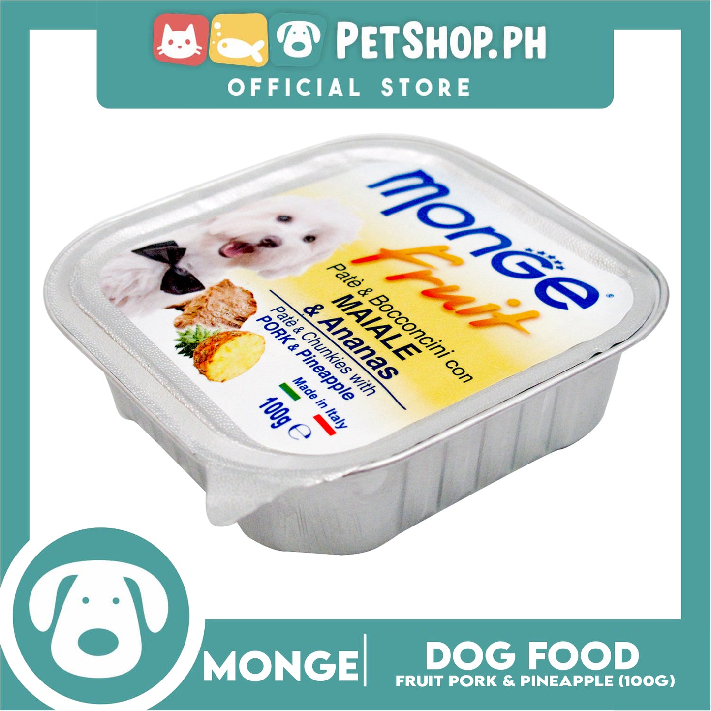 Monge Fruit Pate And Chunkies 100g (Pork And Pineapple) Dog Wet Food