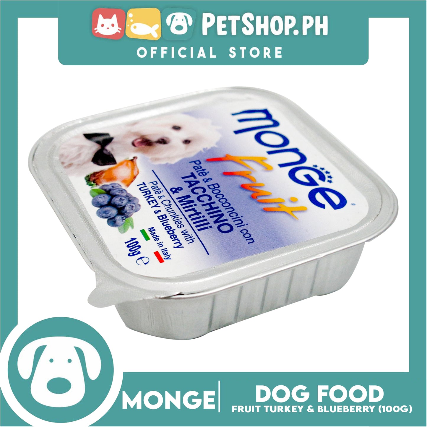 Monge Fruit Pate And Chunkies 100g (Turkey And Blueberry) Dog Wet Food