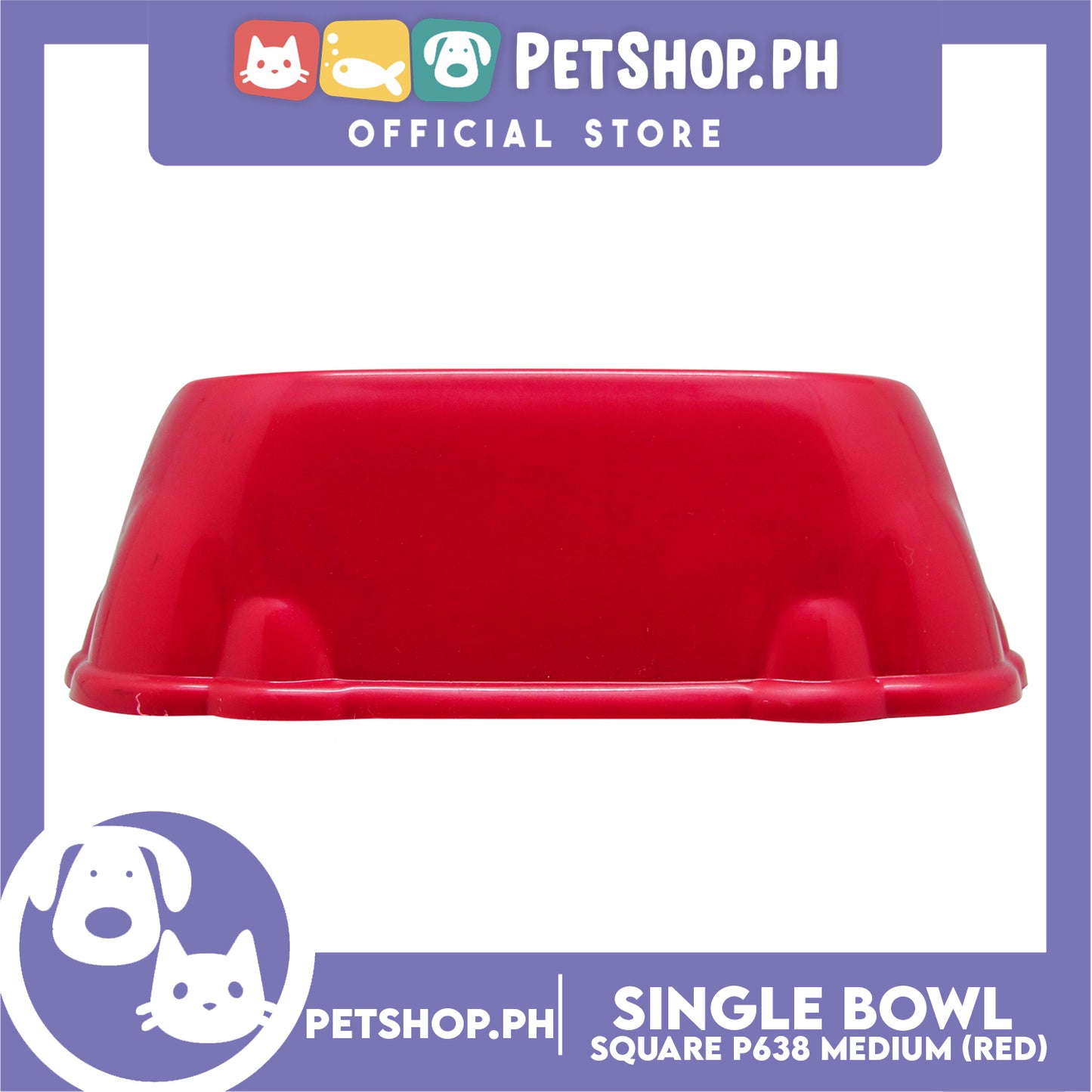 P638 Square Single Bowl Medium Red