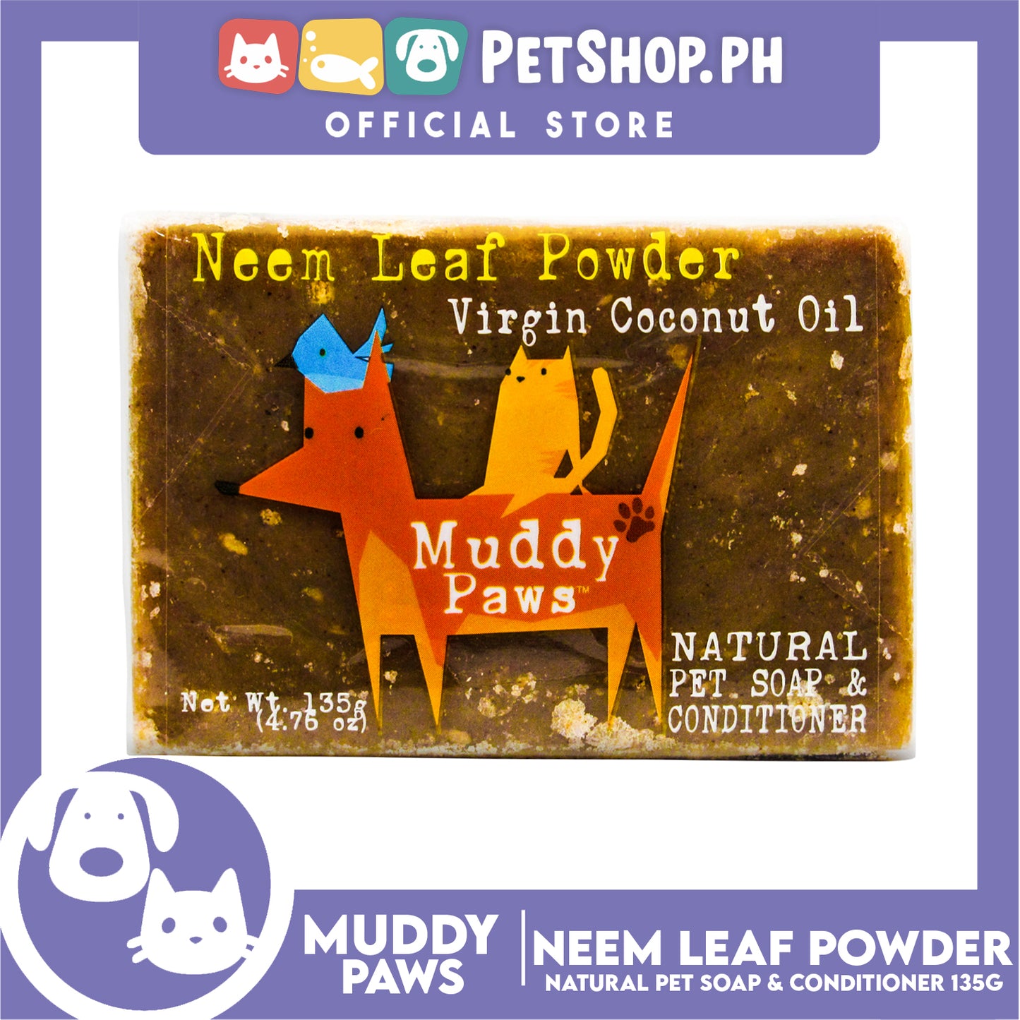 Muddy Paws Neem Leaf Powder VCO 135g Natural Pet Soap and Conditioner