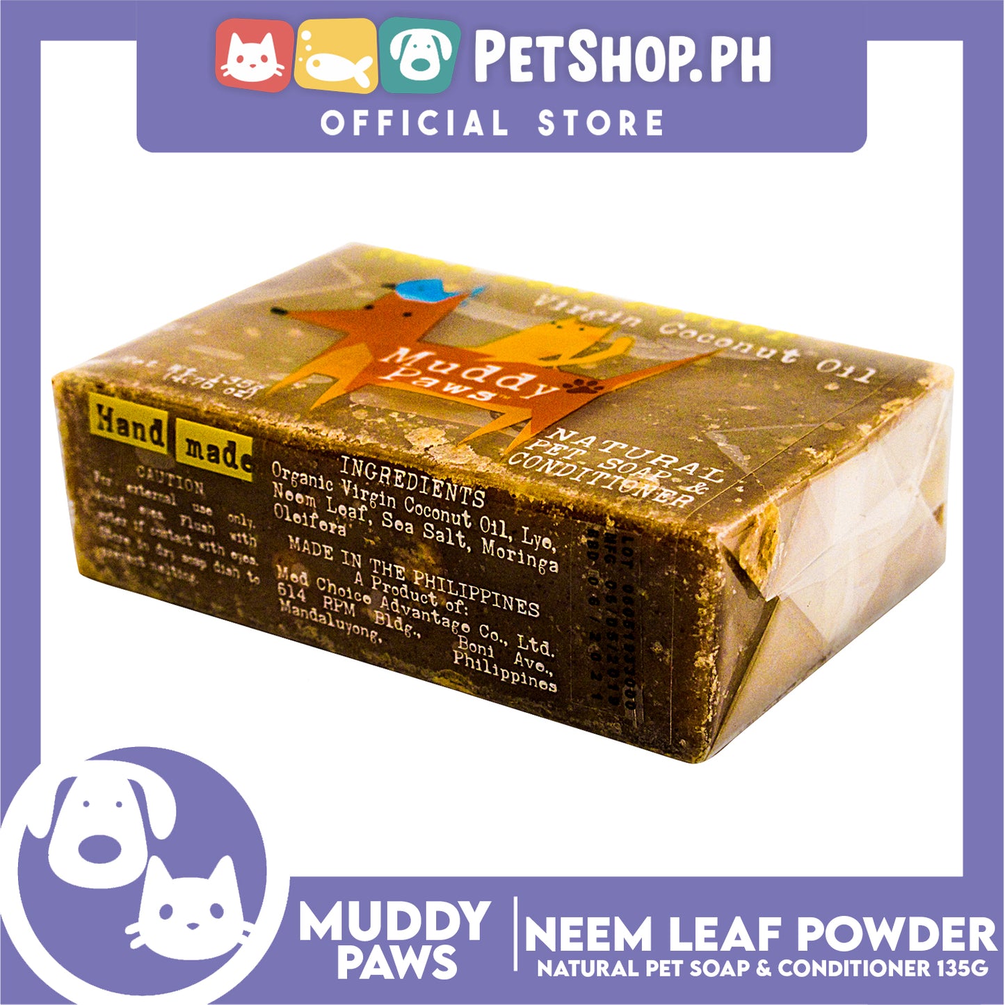 Muddy Paws Neem Leaf Powder VCO 135g Natural Pet Soap and Conditioner