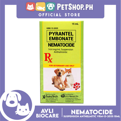 NutraTech Nematocide Suspension Anthelmintic Pyrantel Embonate 15ml VRM-13-2035 for Dog and Cat Dewormer