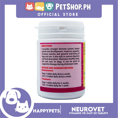Happy Pets Neurovet Vitamins B1 + B6 + B12 20 Tablets for Dogs and Cats