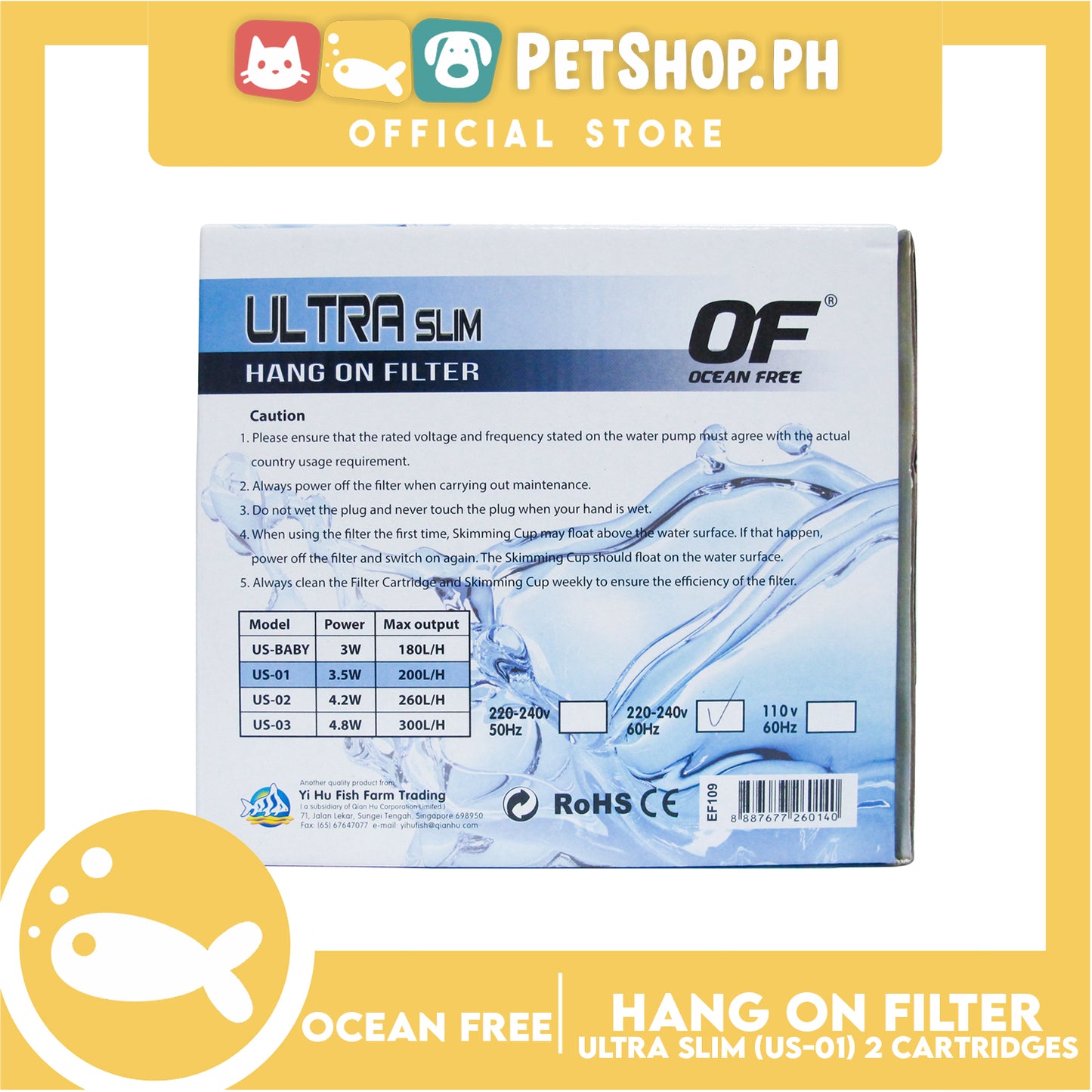 Ocean Free Ultra Slim Hang on Filter US-01