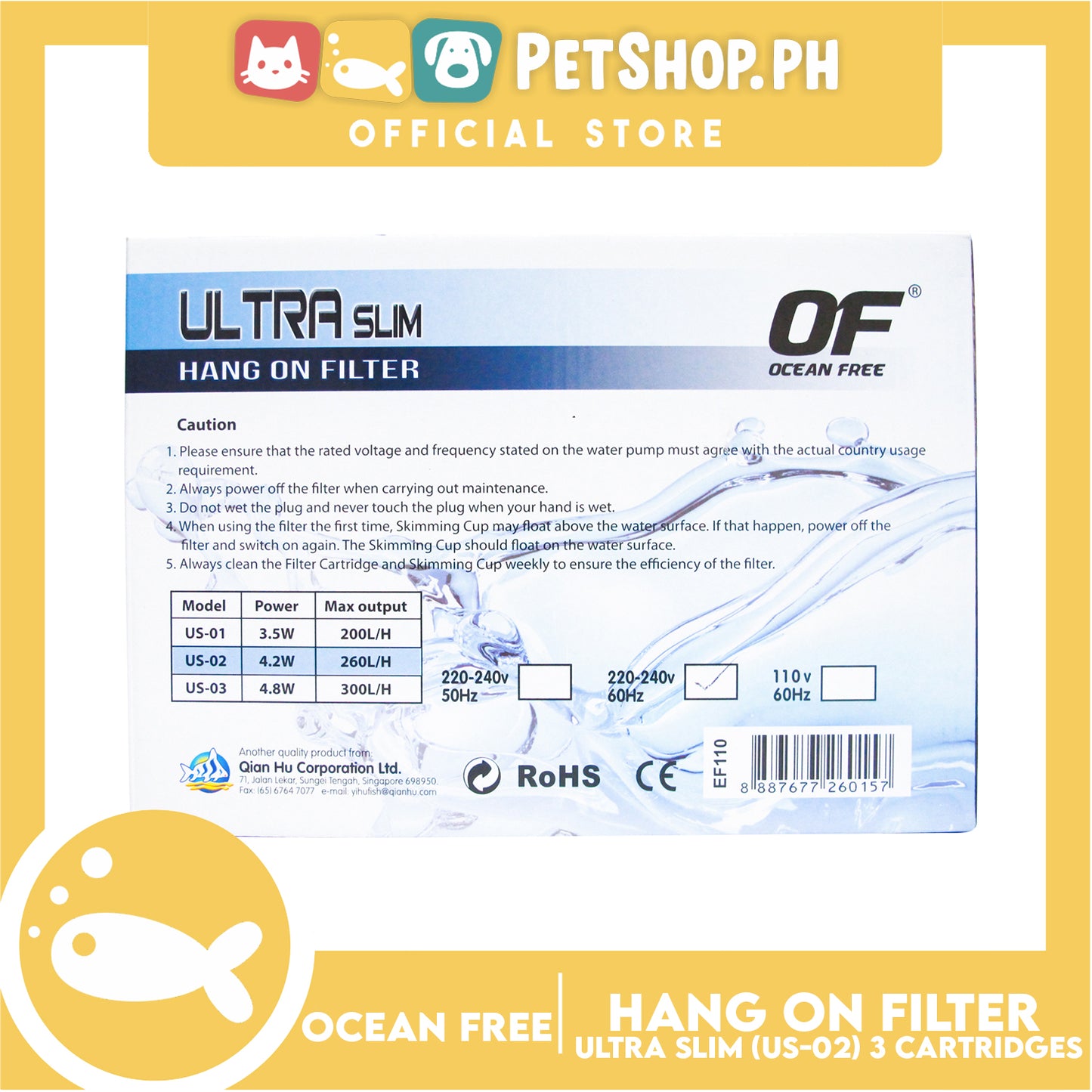 Ocean Free Ultra Slim Hang on Filter US-02