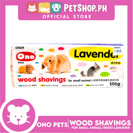 Ono Pets Wood Flakes Shavings Lavender ON09 500g for Small Animals Natural Paper Bedding