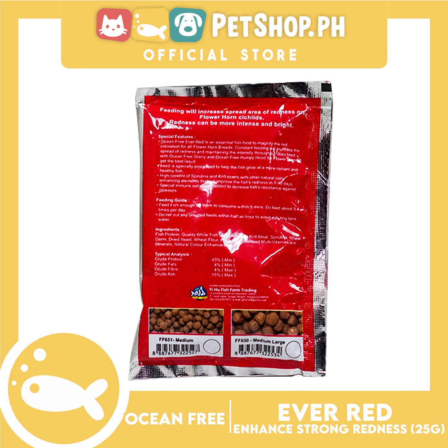 Ocean Free Ever Red Fish Food Enhance Strong Redness Development 25g