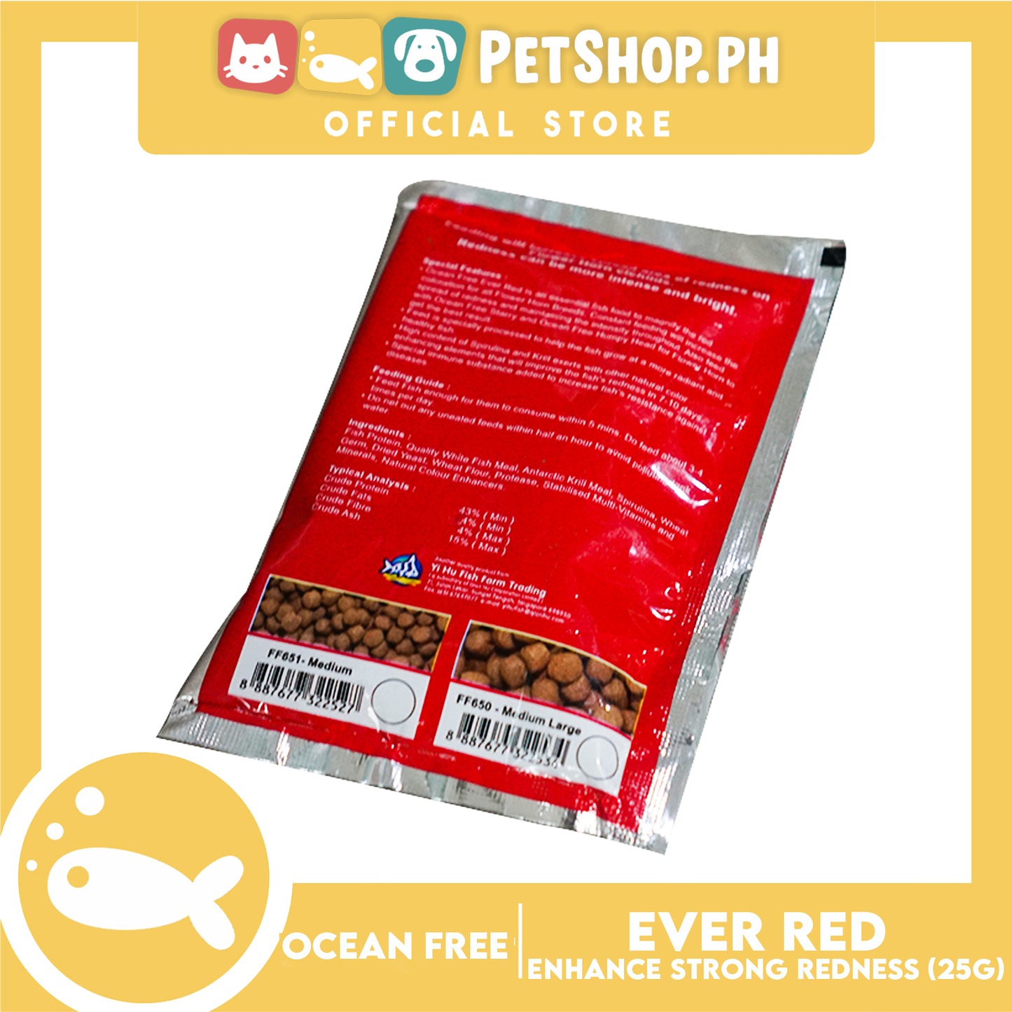 Ocean Free Ever Red Fish Food Enhance Strong Redness Development 25g