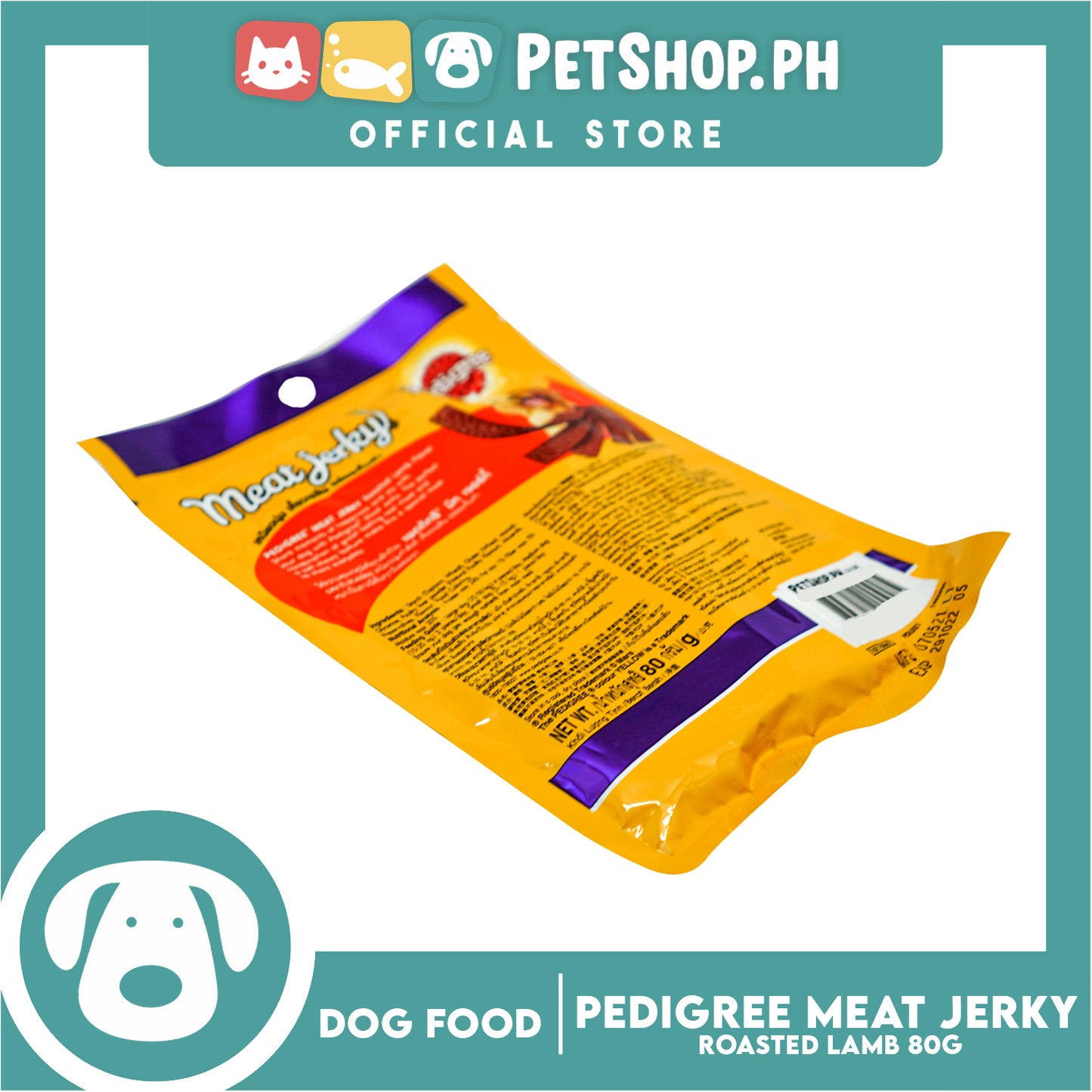 24pcs Pedigree Meat Jerky Roasted Lamb Flavor 80g Dog Treats, Soft Chew
