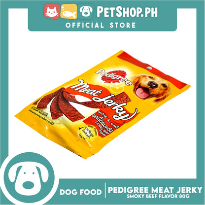 Pedigree Meat Jerky Smokey Beef Flavor 80g Dog Treats, Soft Chew