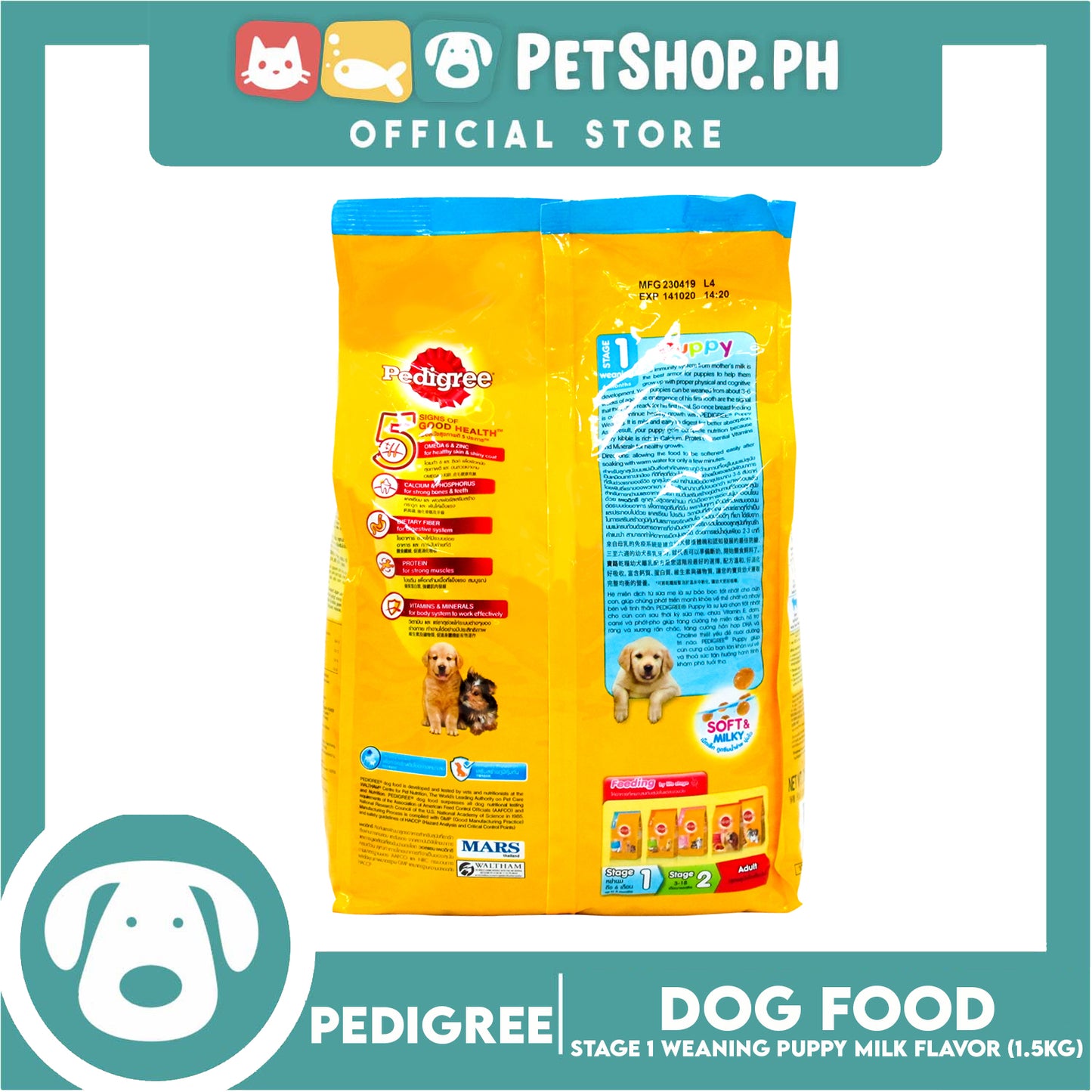 Pedigree Puppy Weaning  Formula Stage 1 to 6 months Milk Flavor 1.5kg Puppy Food Dog Food