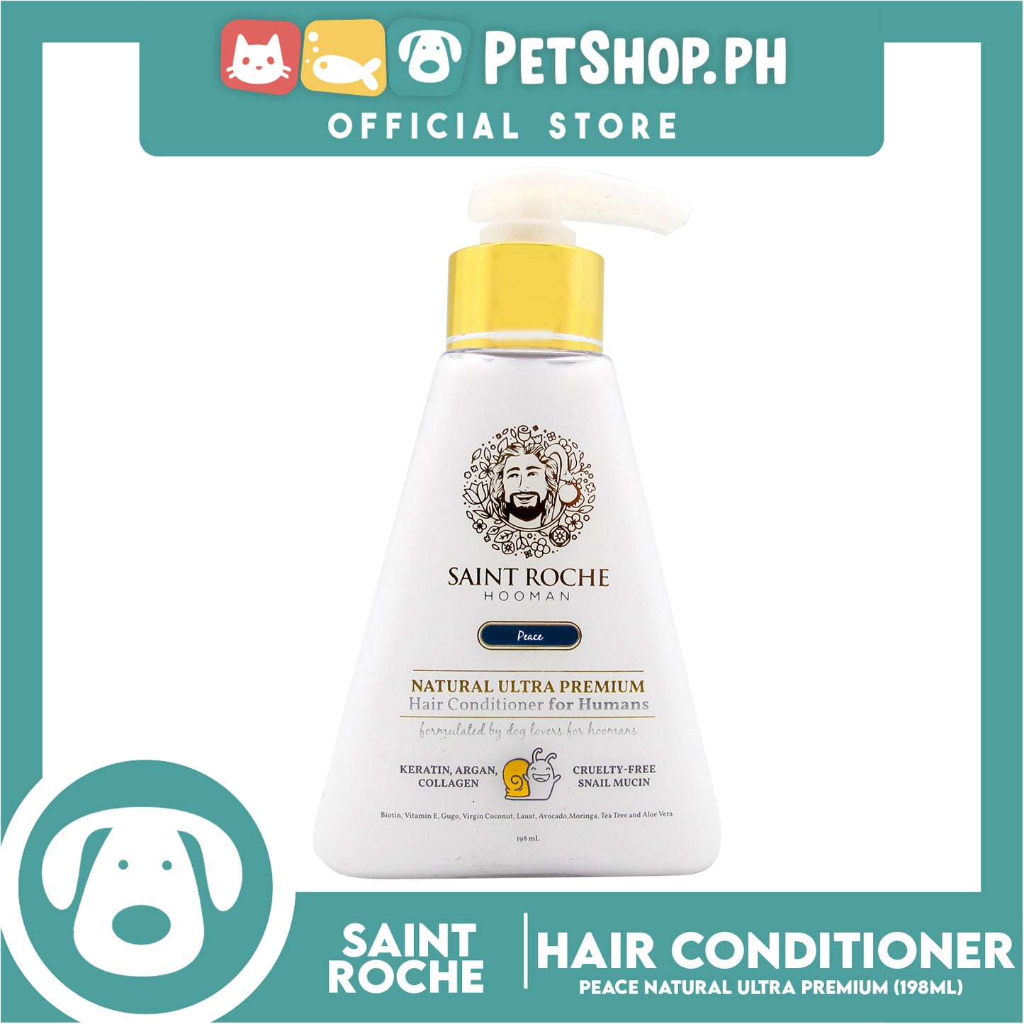 Saint Roche Hooman Natural Ultra Premium Conditioner (Peace Scent) 198ml For The Skin and Coat of Your Dogs